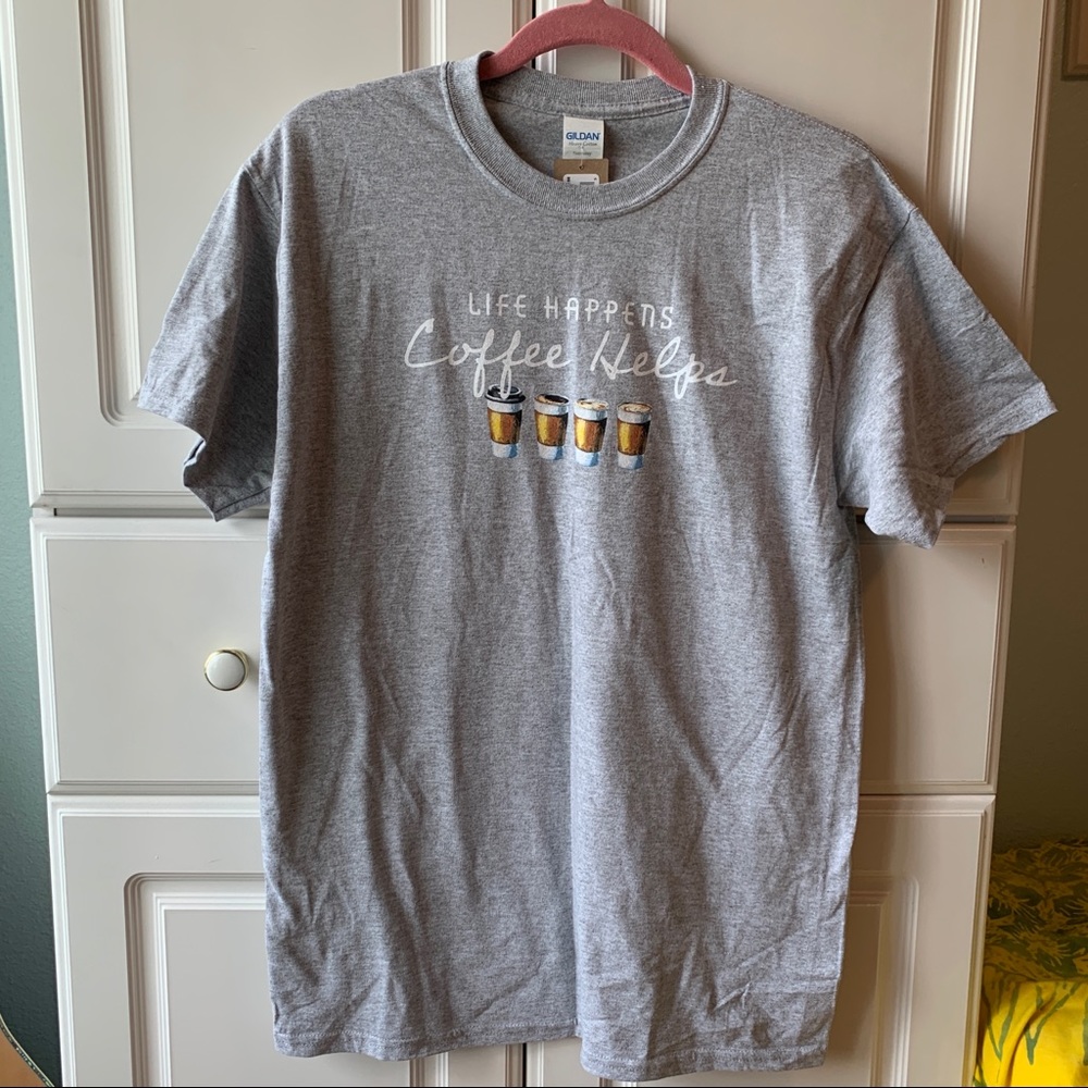NWT Life Happens Coffee Helps T-Shirt - Picture 3 of 6